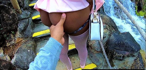  Msnovember In 4k HD Erotic Slow Motion Ass Flash Standing Outdoor Near Water Fall Pulling Upskirt In Public Getting Her Pretty Booty Grabbed Wearing Pink Short Skirt With Black Thong Pulled Down Sheisnovember